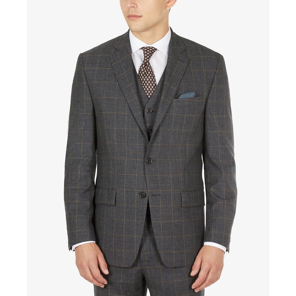 Lauren Ralph Lauren Men's Wool Flannel Classic Fit Suit Jacket Charcoal Size 40R
